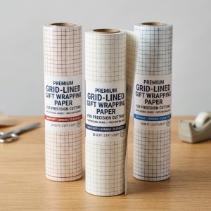 Premium Grid-Lined Gift Wrapping Paper Rolls for Precision Cutting - Professional Grade Backing